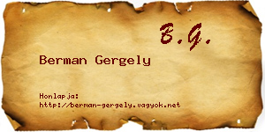 Berman Gergely névjegykártya